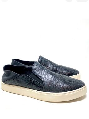 Vince Women’s Black Snake Print Garvey Slip On Leather Sneakers Sz. 7